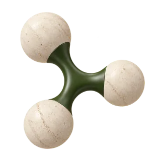 Three limestone points joined by one direct green connection